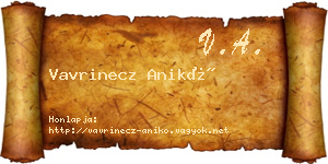 Vavrinecz Anikó névjegykártya